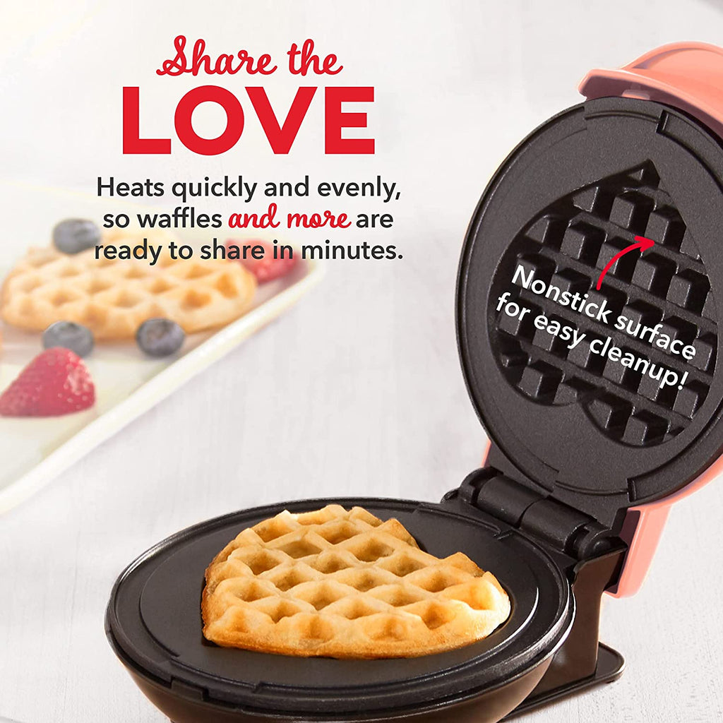 Mini Maker Set - Customized Treat Maker - Supports Multi-Function Cooking - Easy Cleanup and User-Friendly Design - Coral, Mint & Teal - Waffle, Griddle & Heart Shaped Waffle Irons