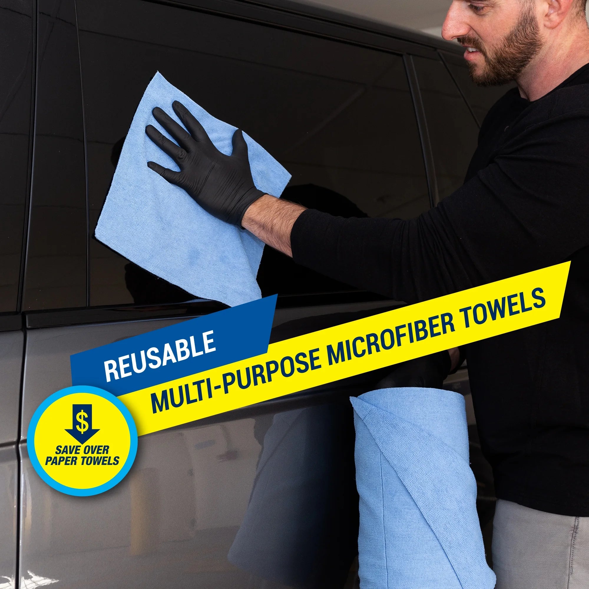 (2 Pack) Tear N Clean Reusable Easy-Tear Microfiber Towels, 12In. X 12In., 100 Pack